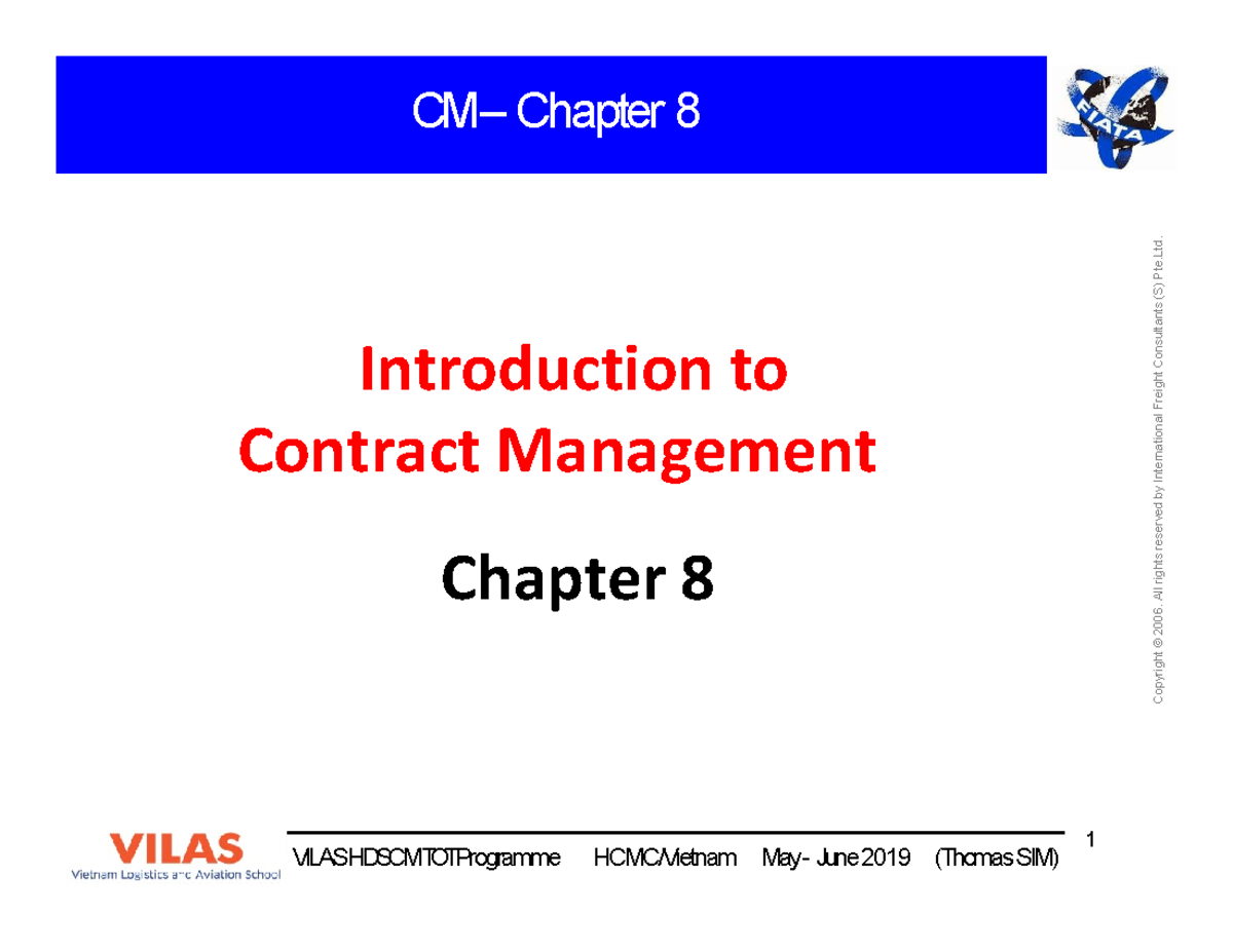 Chapter 8: Introduction to Contract Management - VILASHDSCMTOT ...