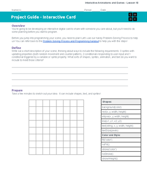 Interactive Card Project Guide: Programming with Sprites & Conditionals ...