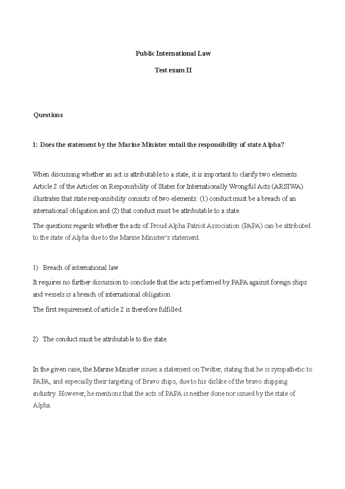 Test Exam II - Public International Law Case Analysis - Studocu