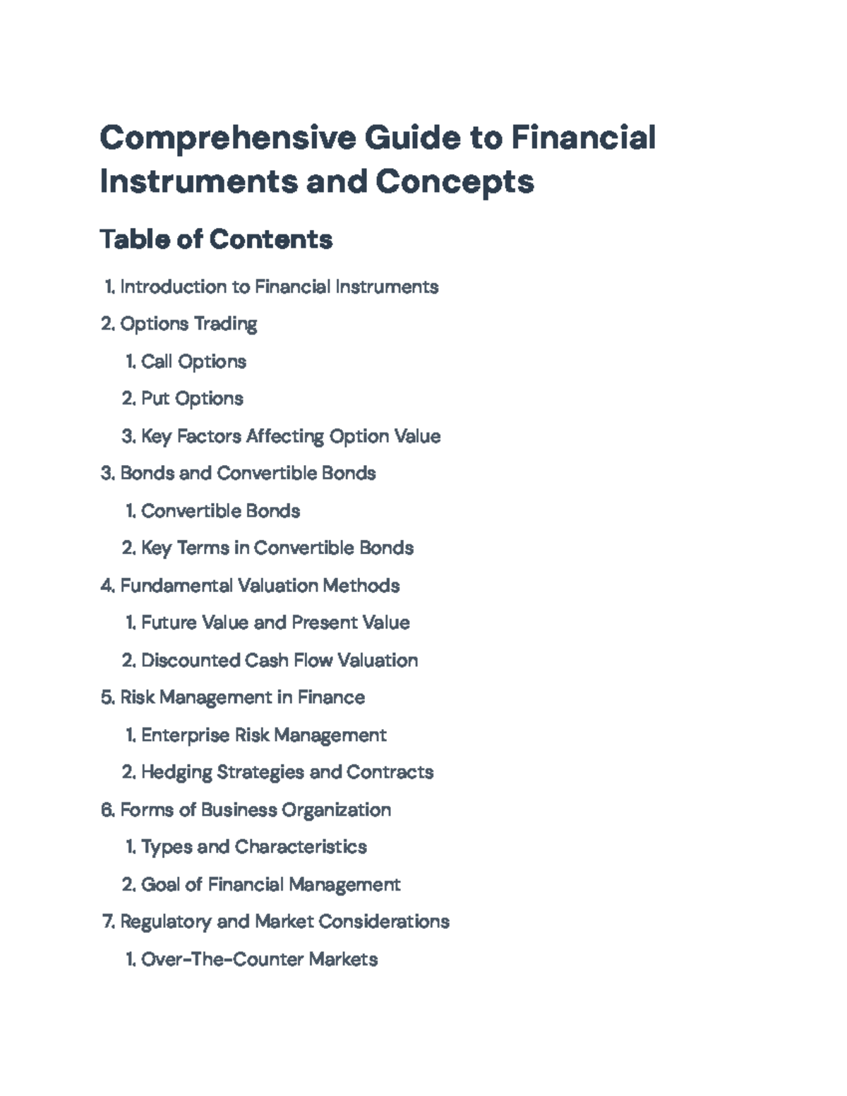 Comprehensive Guide to Financial Instruments (FIN 301) - Comprehensive ...