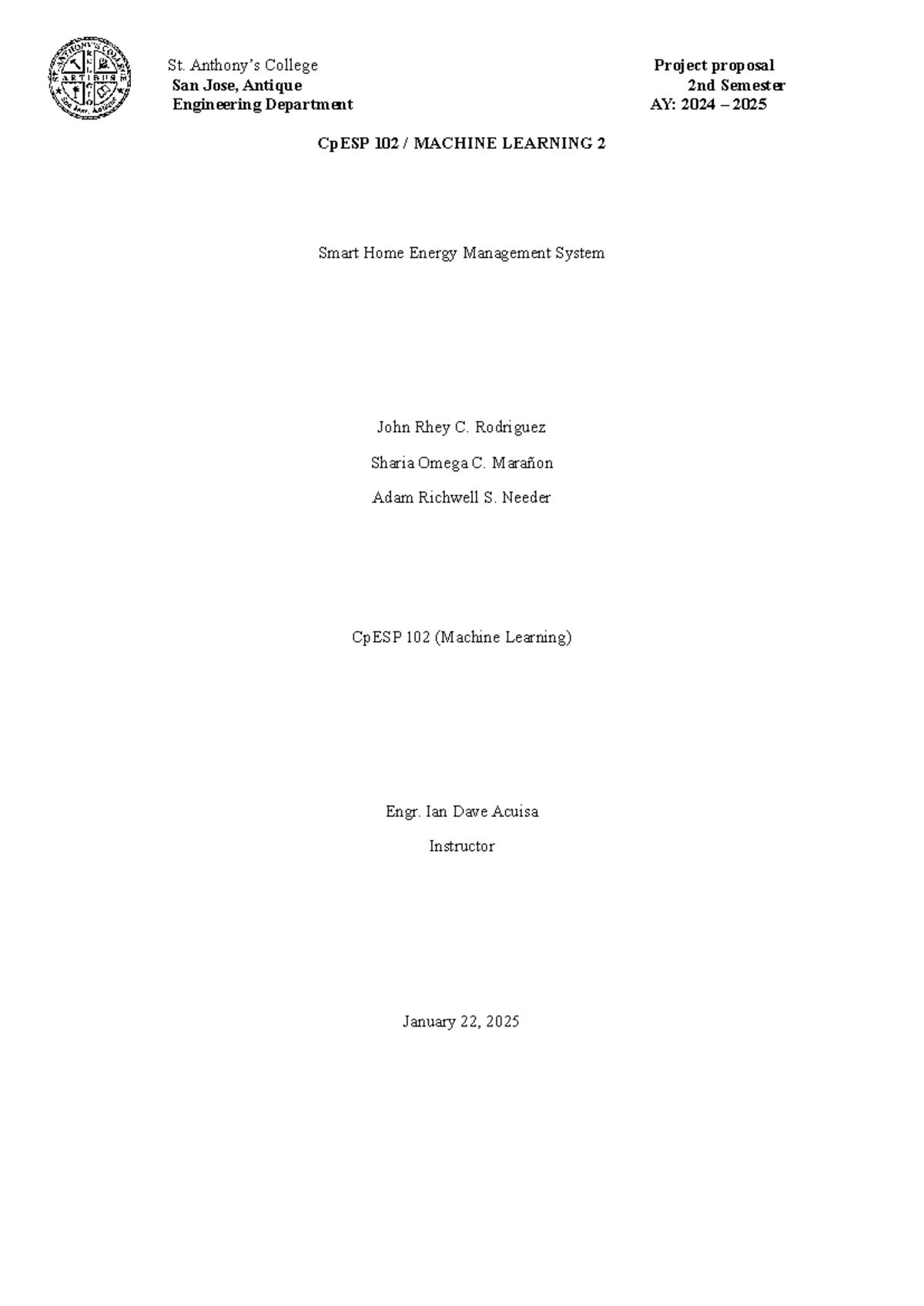 CpESP 102 Final Project Proposal: Smart Home Energy Management System ...
