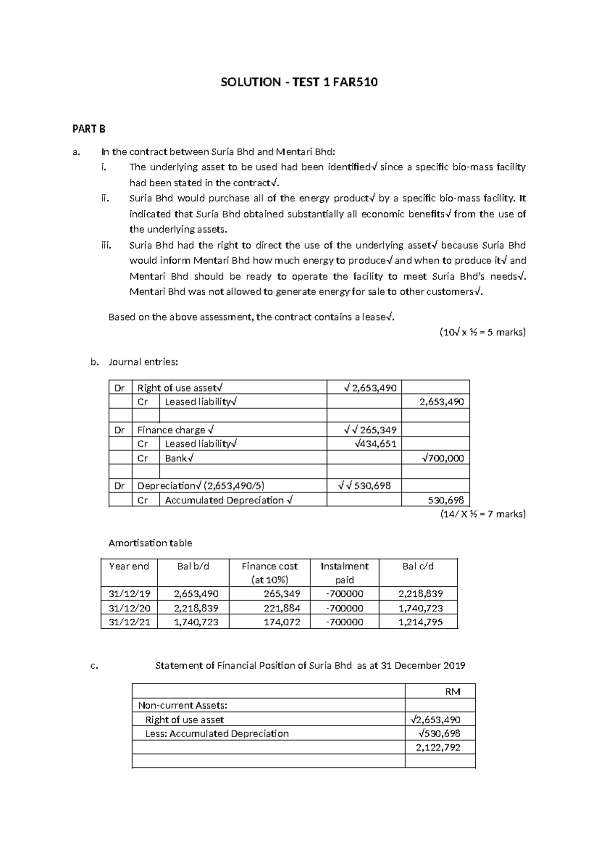 SOLUTION TEST 1 FAR510 PART B Analysis and Journal Entries - Studocu