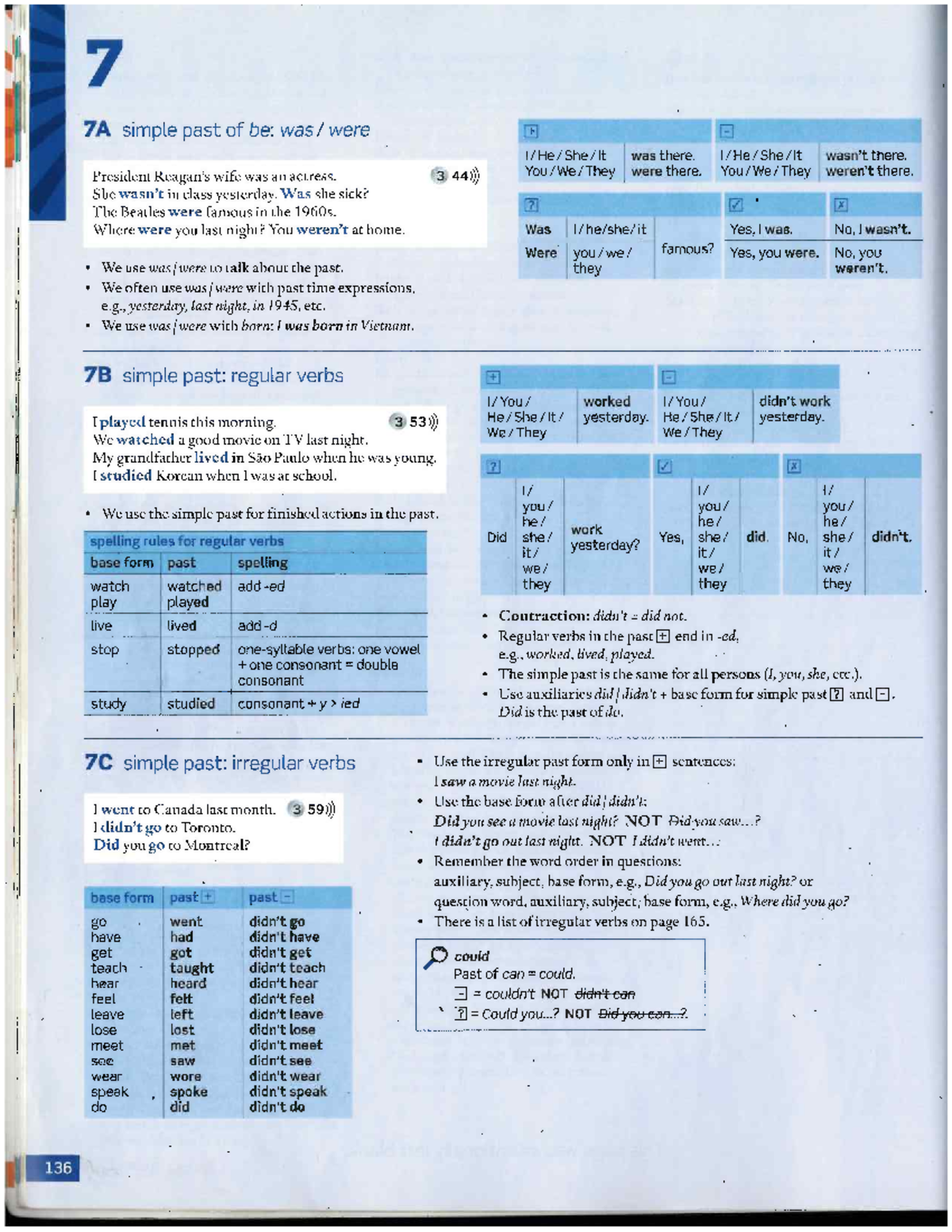 Grammar Practice 7: Simple Past Tense - Was/Were & Regular/Irregular ...