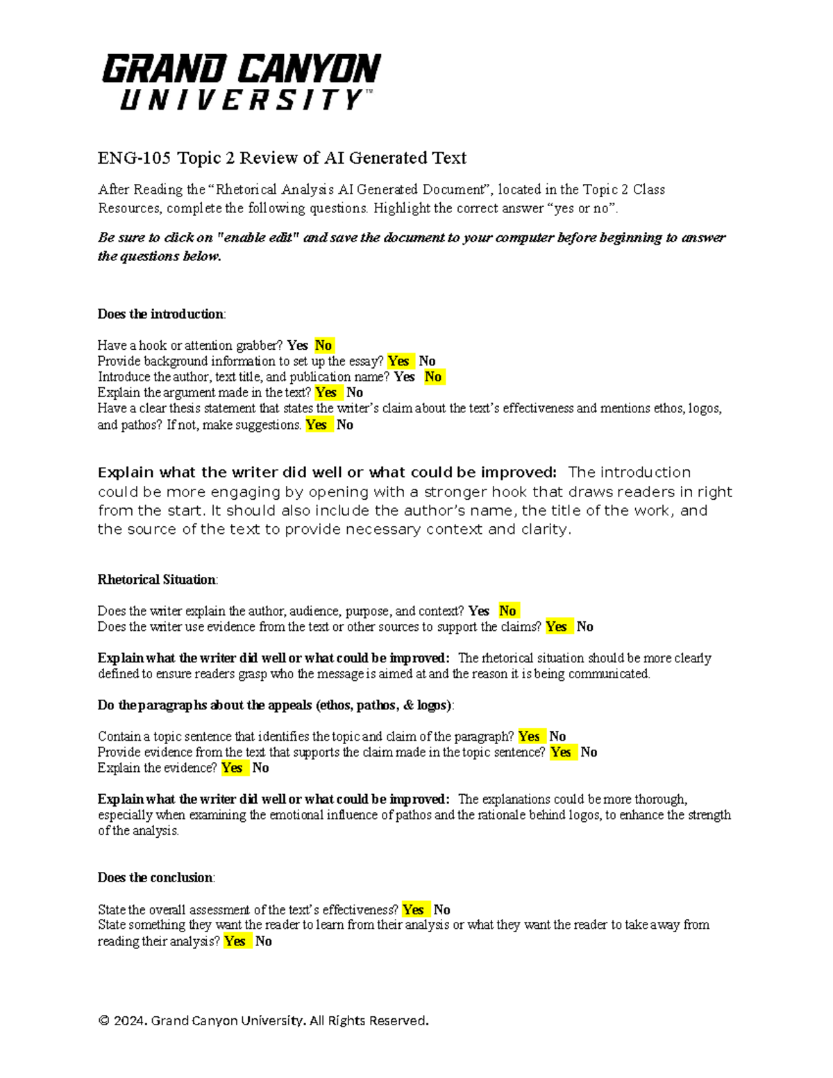 ENG-105 T2 Rhetorical Analysis Review of AI Text