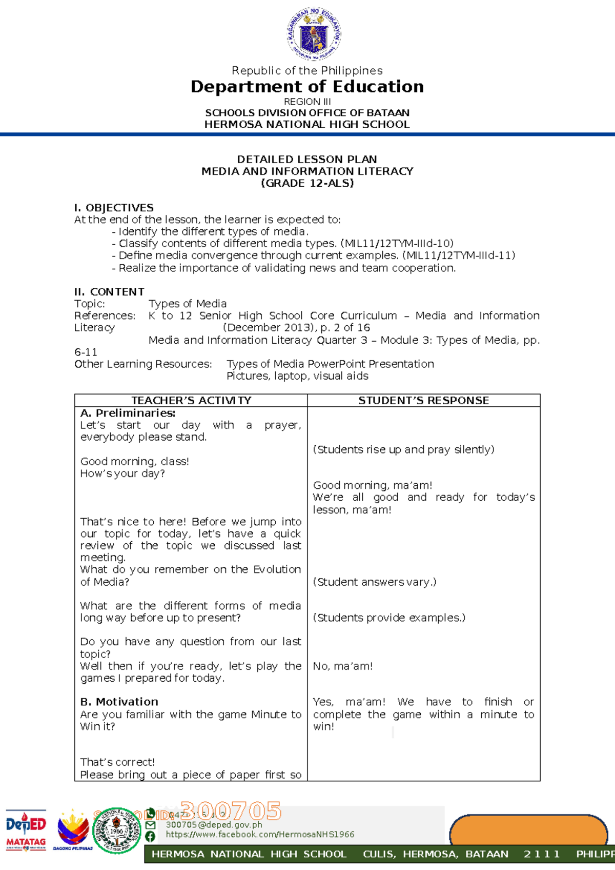 MIL DLP 2 - Media and Information Literacy - Exploring Media Types ...