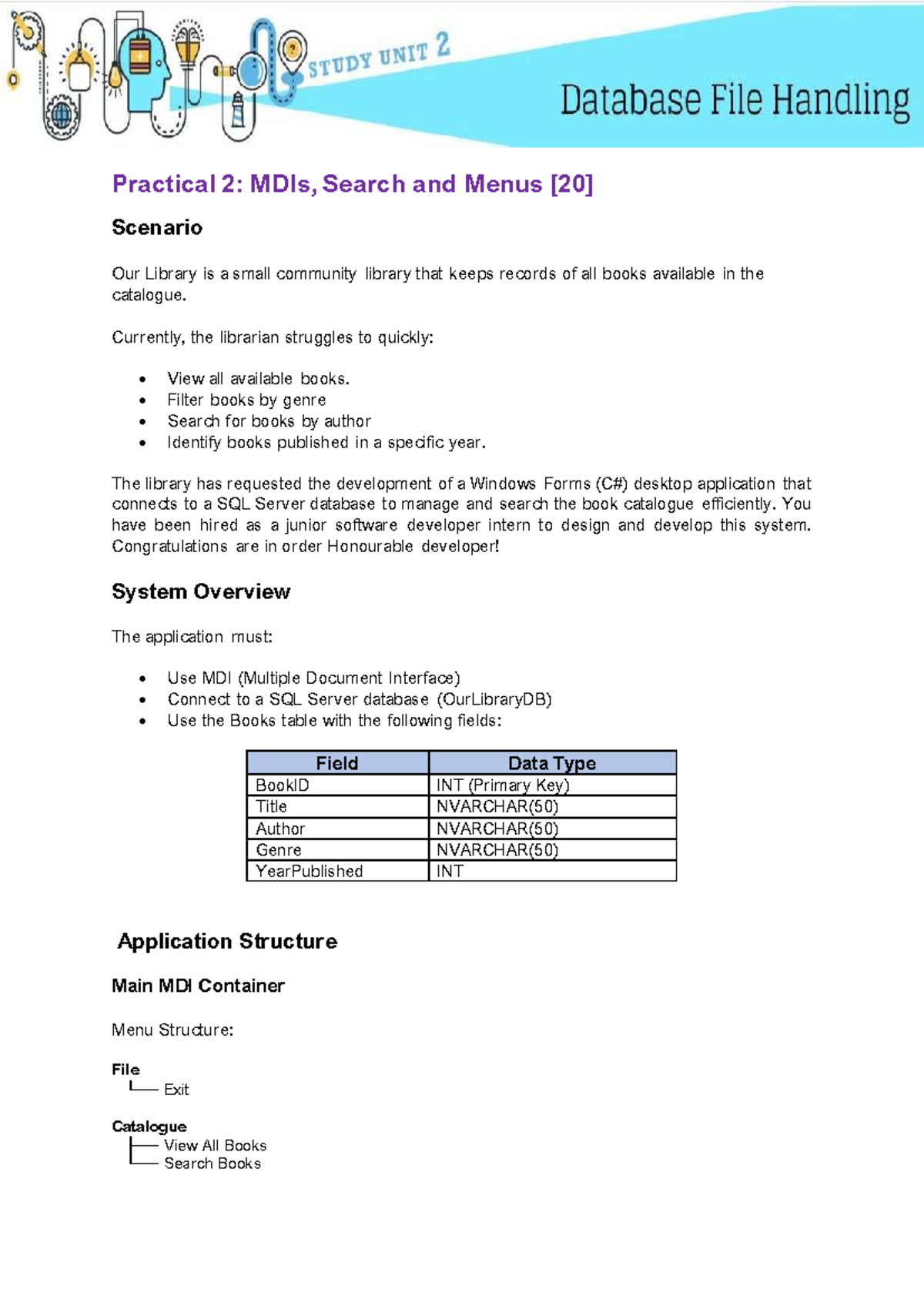 Practical 2: MDI Application Development for Our Library System - Studocu