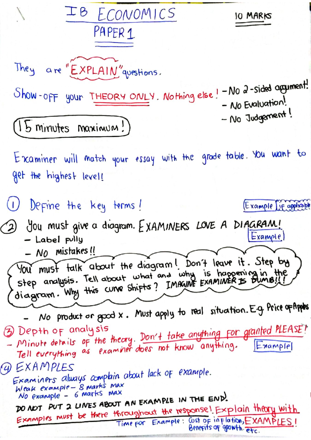 How to attempt Paper 1 and 2 - IB ECONOMICS 10 MARKS PAPER 1 They are ...