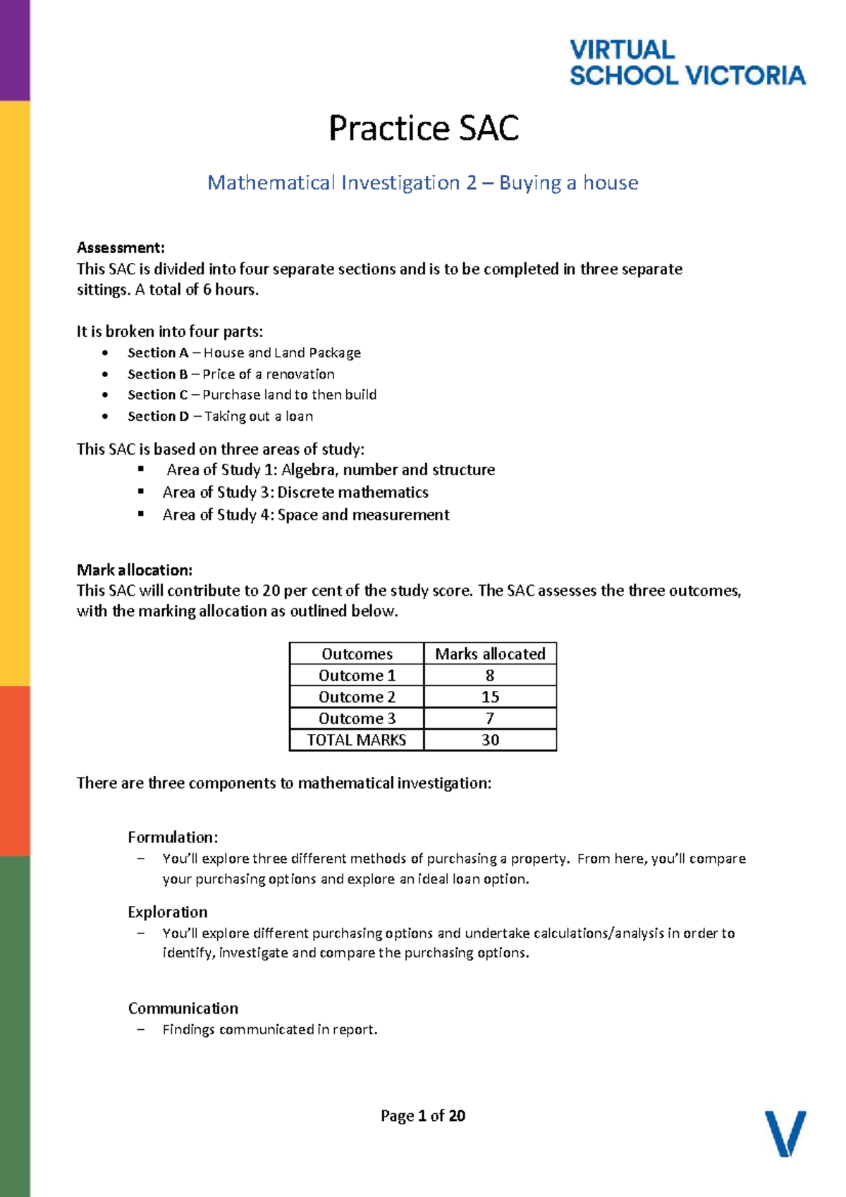 SAC 2 - Mathematical Investigation: Buying a House Practice - Studocu