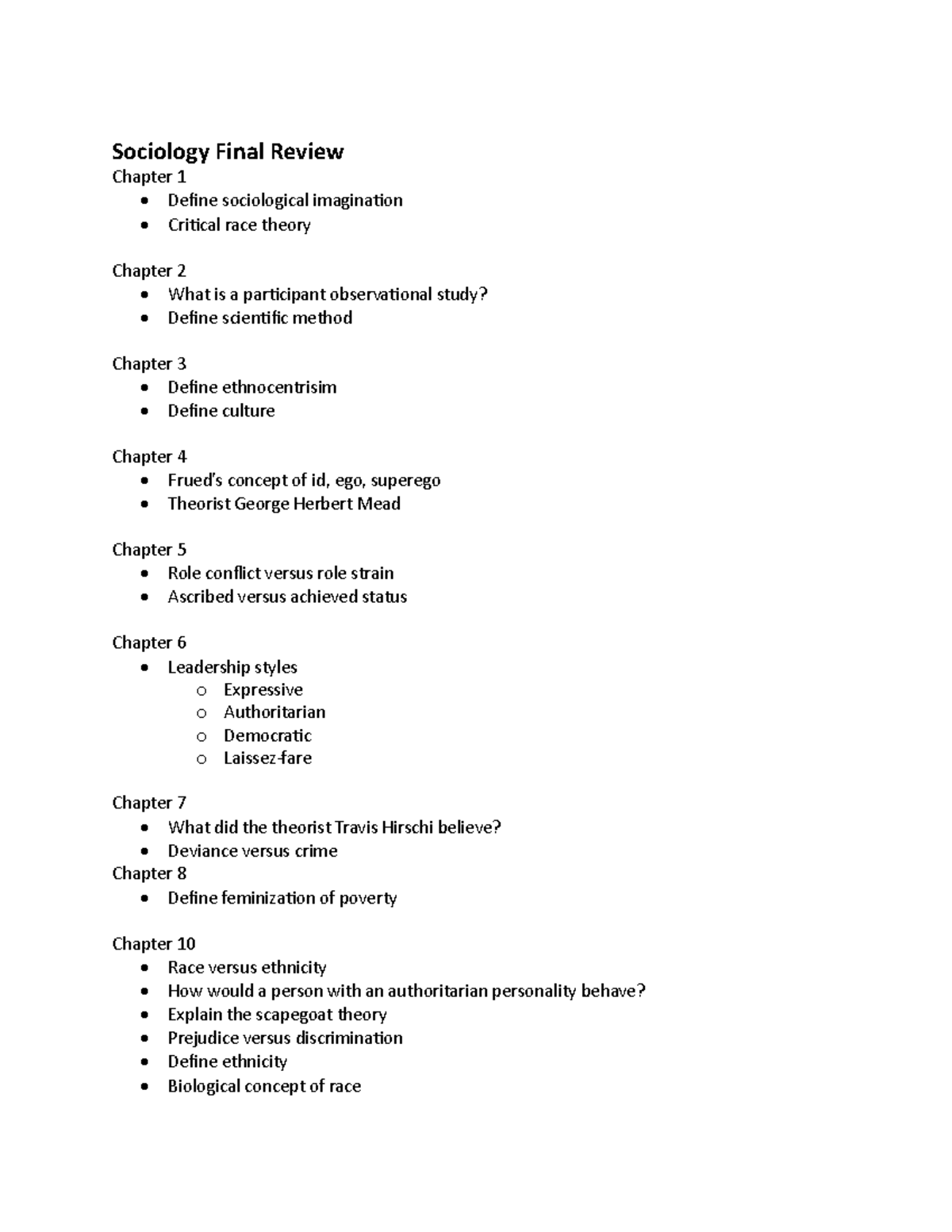 Sociology QPS4 Final Review Notes: Key Concepts and Theorists ...