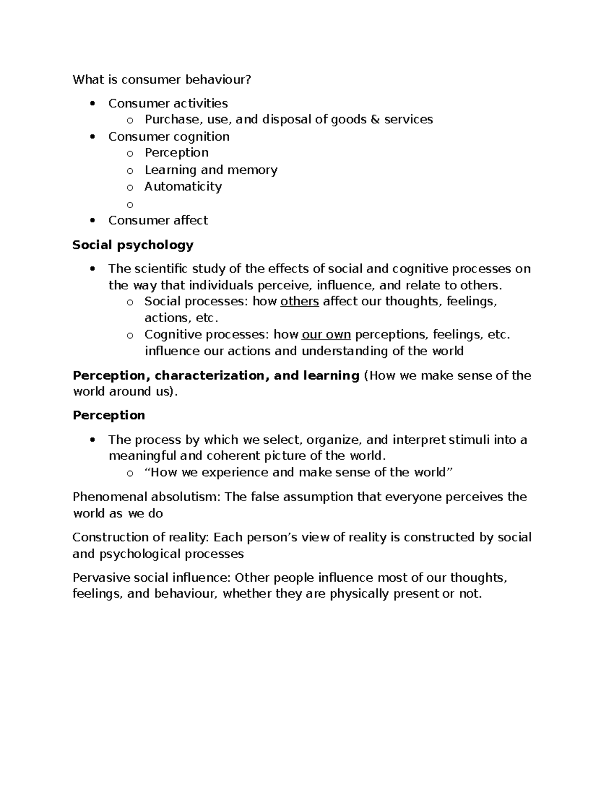 3321 Week 2 - Consumer Behavior and Social Psychology Insights - Studocu