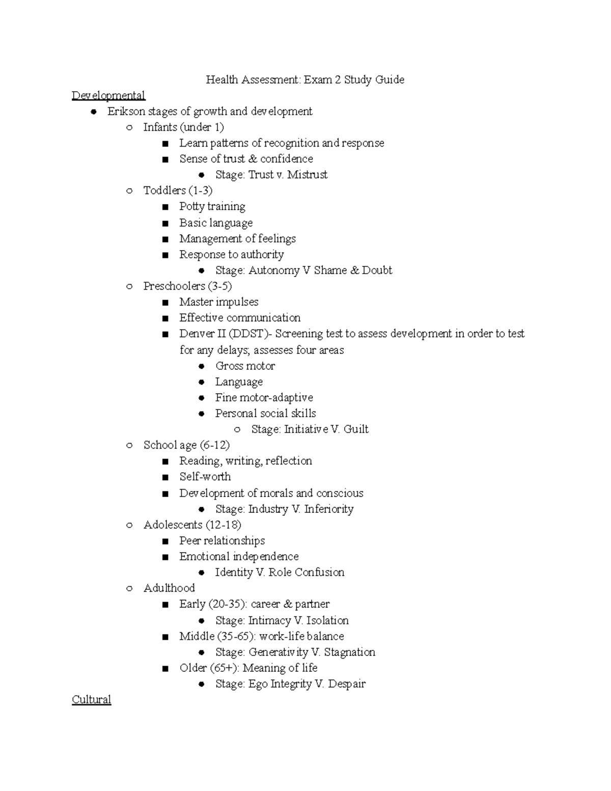Health Assessment: Exam 2 Comprehensive Study Guide - Studocu