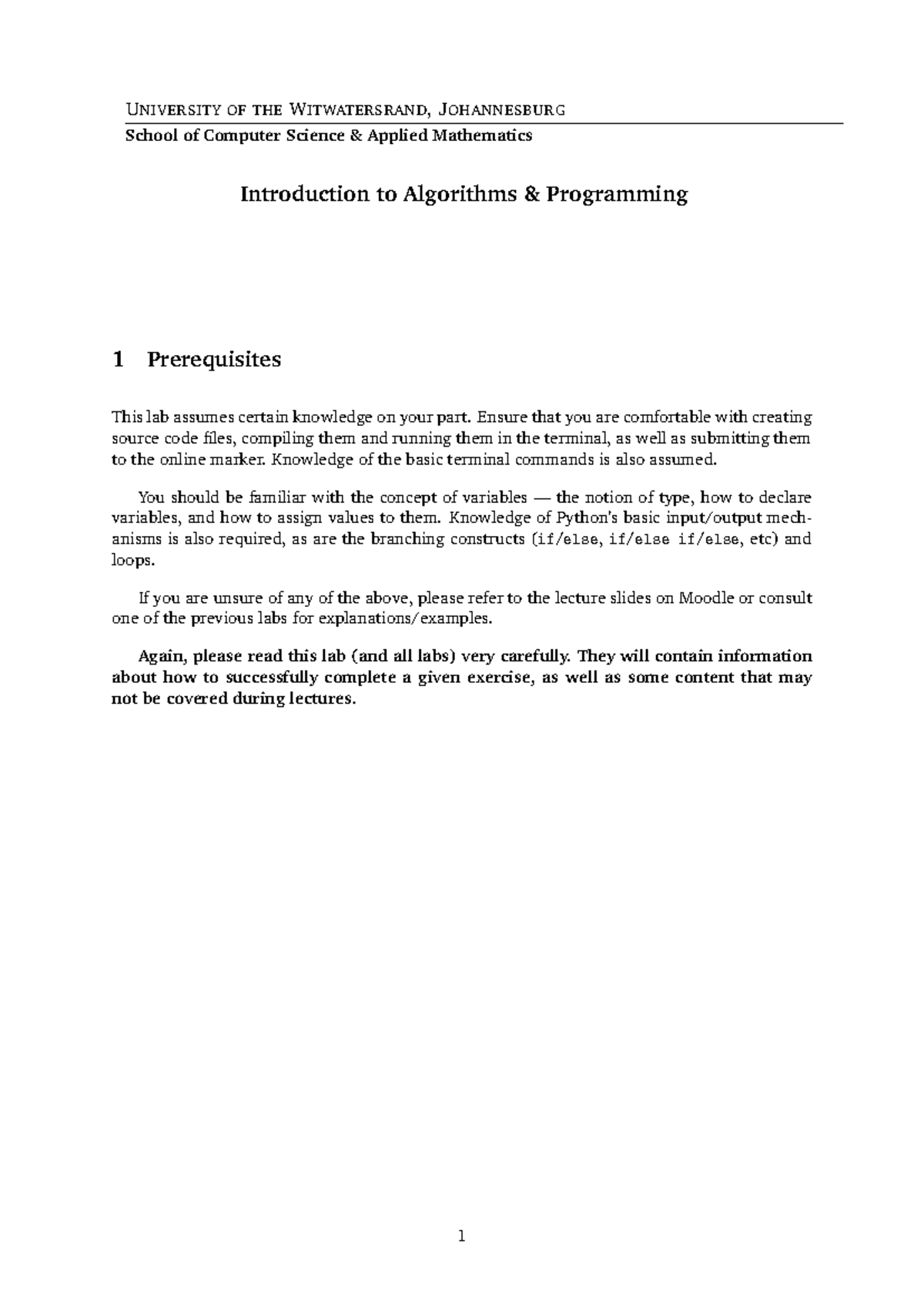 Week 5 - Algorithms & Programming Lab Notes (COMP 101) - Studocu