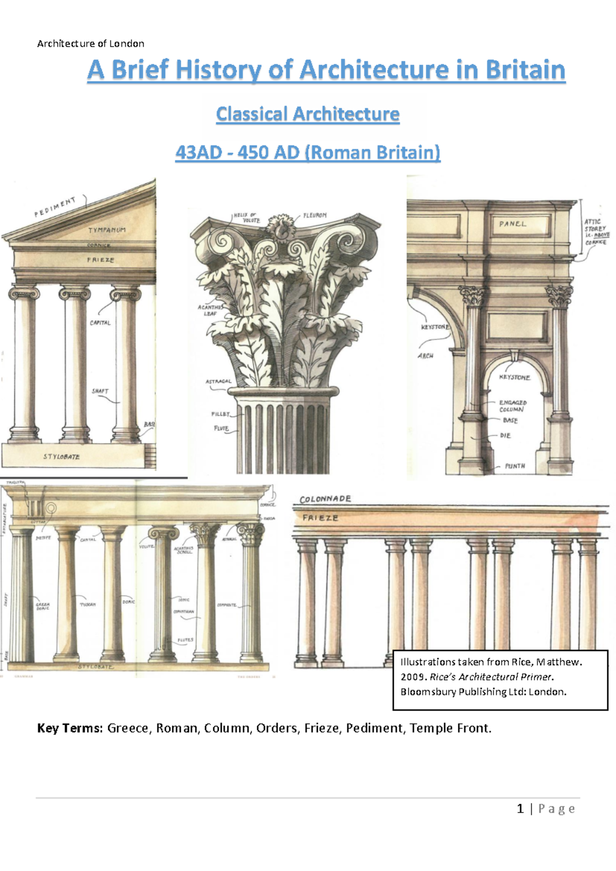 Classical Architecture in London: Study Guide for ARCH101 - Studocu
