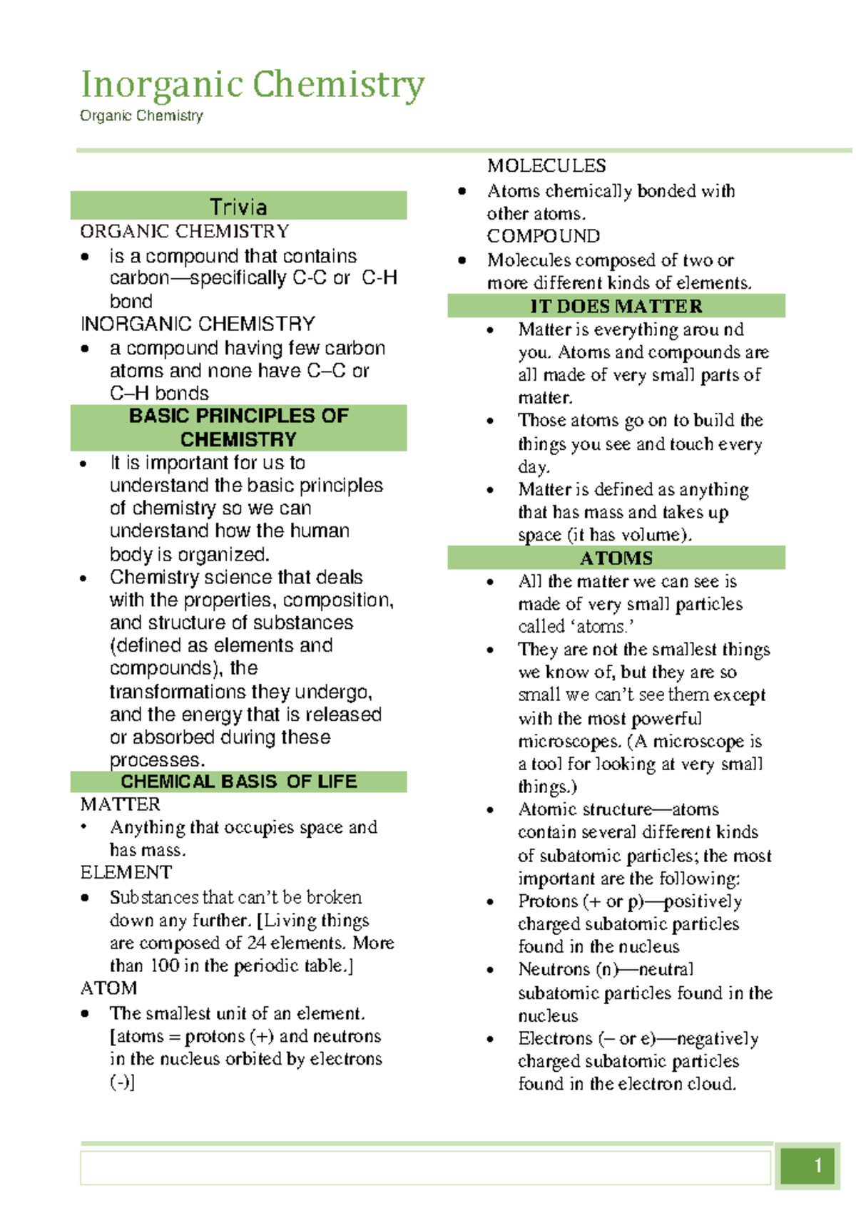 Inorganic Chemistry Overview: Key Concepts and Principles - Studocu