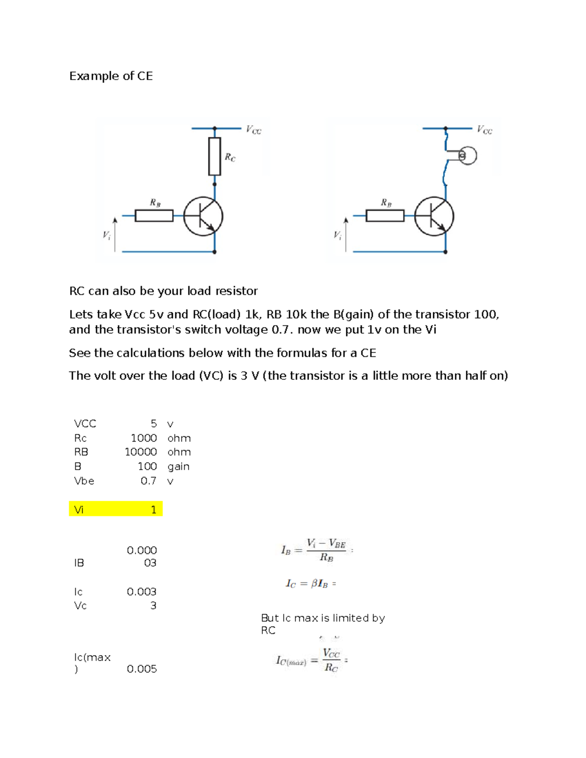 Transistor CE Example: Load Resistor Calculations and Applications ...