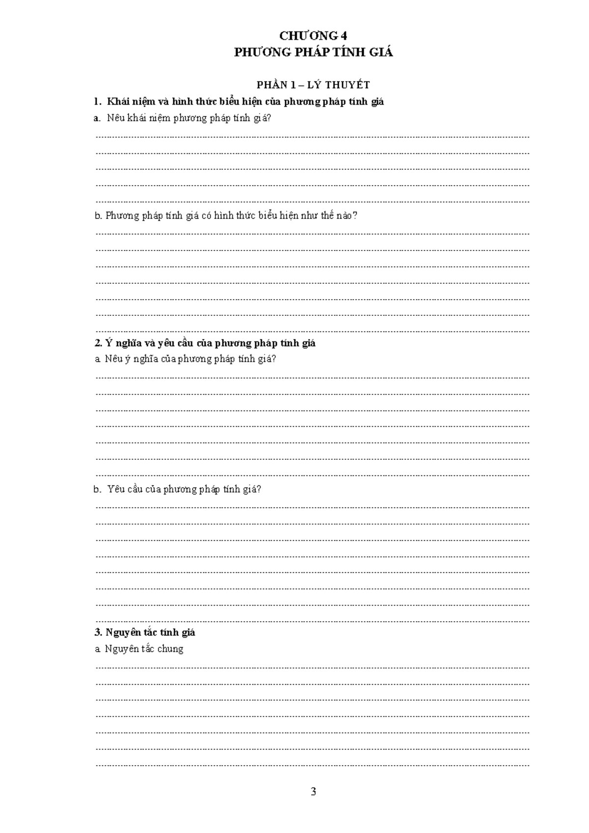 CHƯƠNG 4 - PHƯƠNG PHÁP TÍNH GIÁ VÀ CÂU HỎI BÀI TẬP NLKT - Document Preview