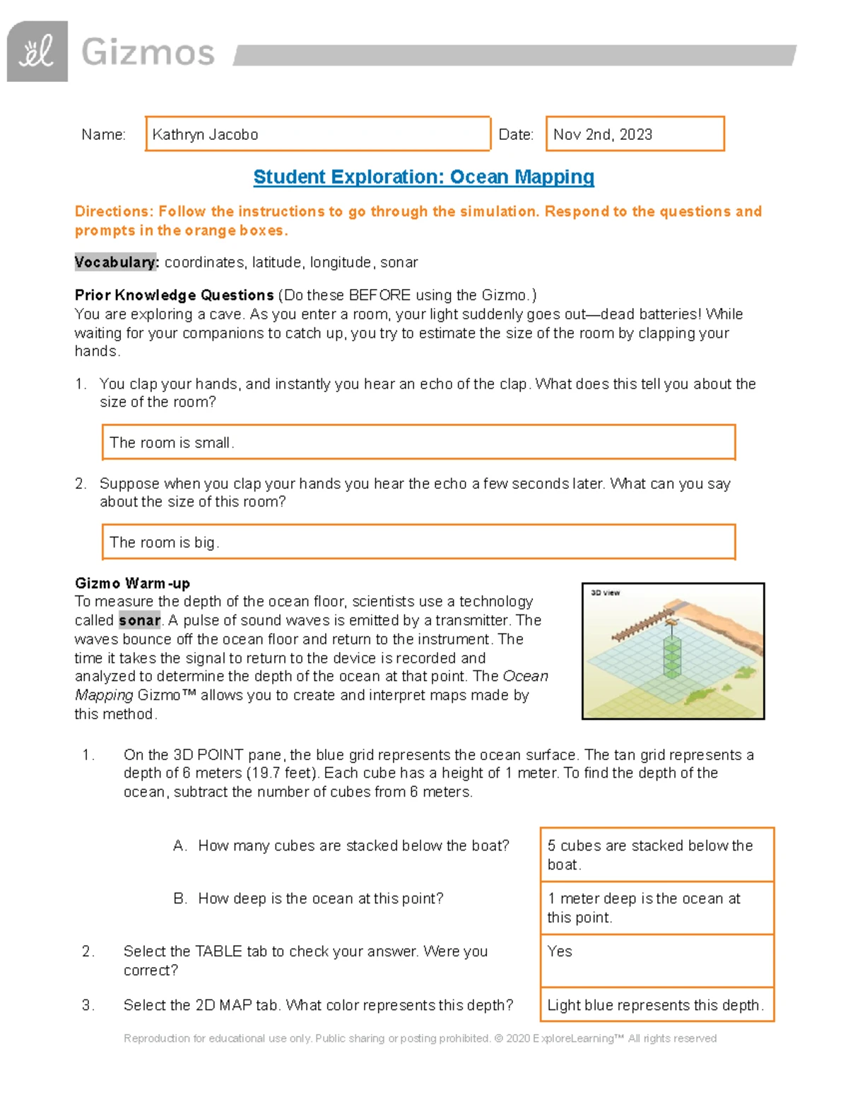 Gizmo Ocean Mapping Student Exploration Guide - Studocu