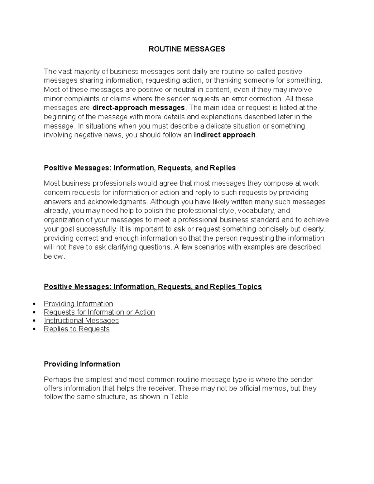 ROUTINE MESSAGES: Crafting Positive Business Communications - Studocu