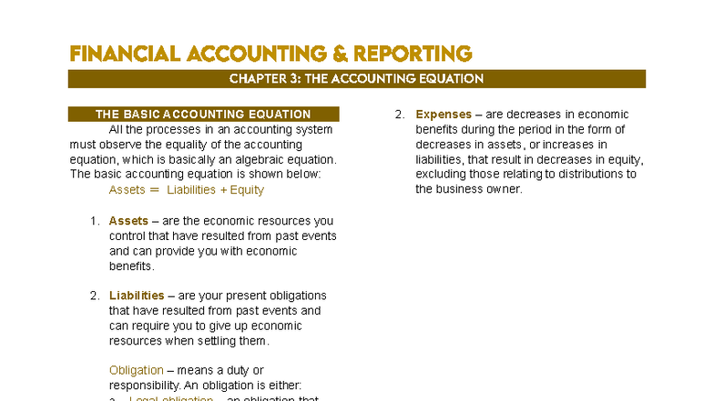 FAR 101: Financial Accounting Reporting - Chapter 3 Overview - Studocu