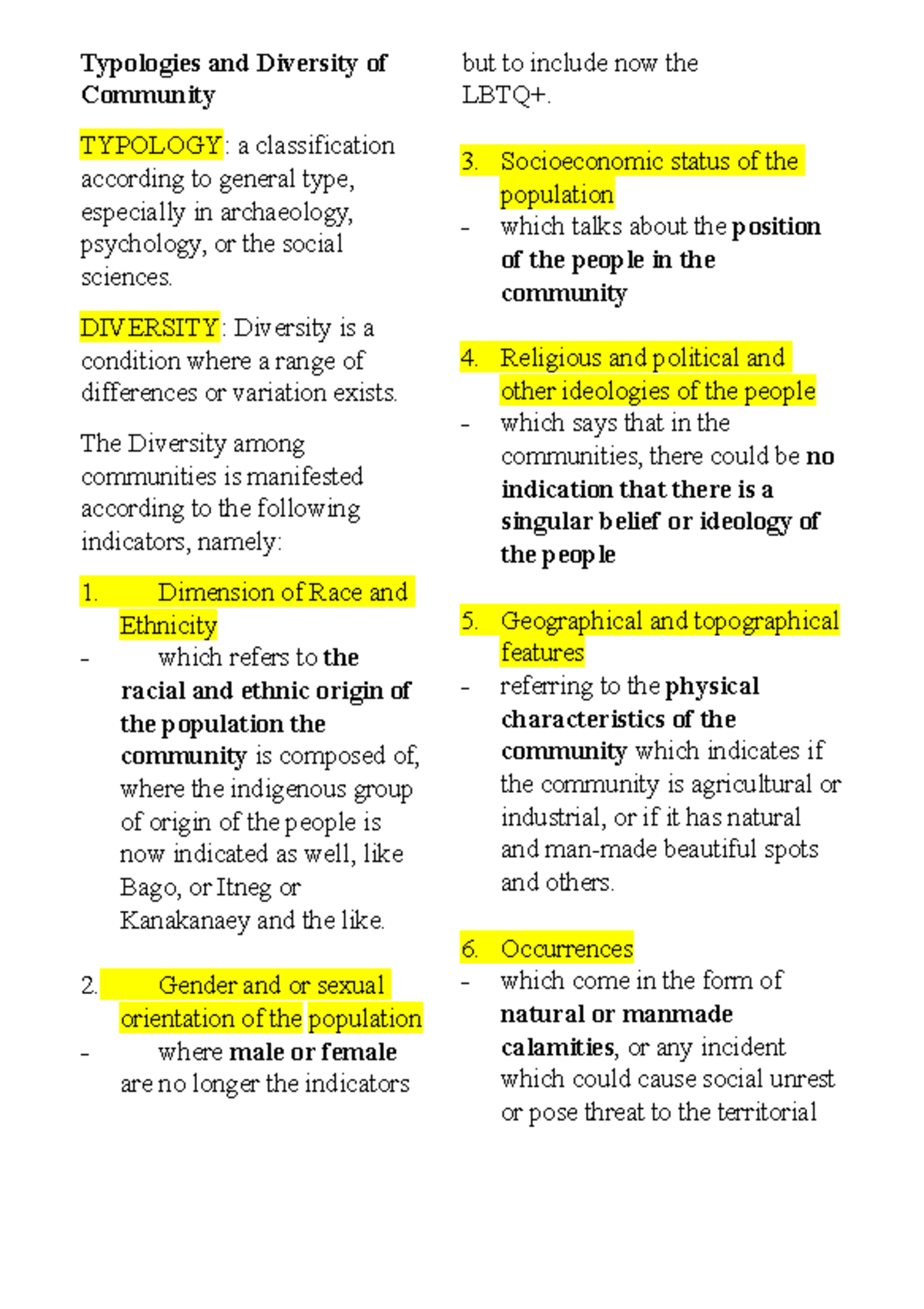 Typologies and Diversity of Communities: A Comprehensive Overview - Studocu