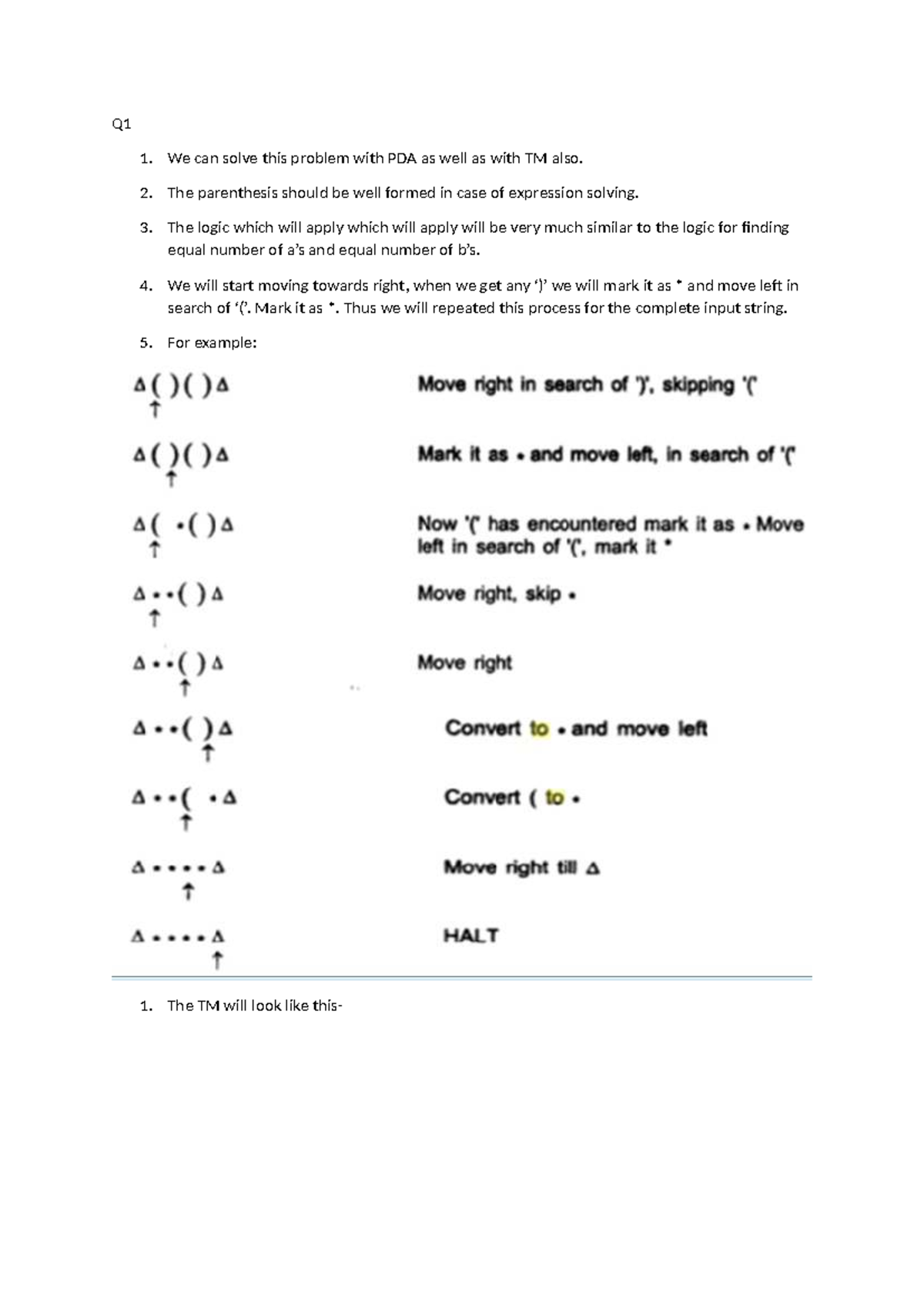 Q1: Turing Machines and the Halting Problem - Notes - Studocu