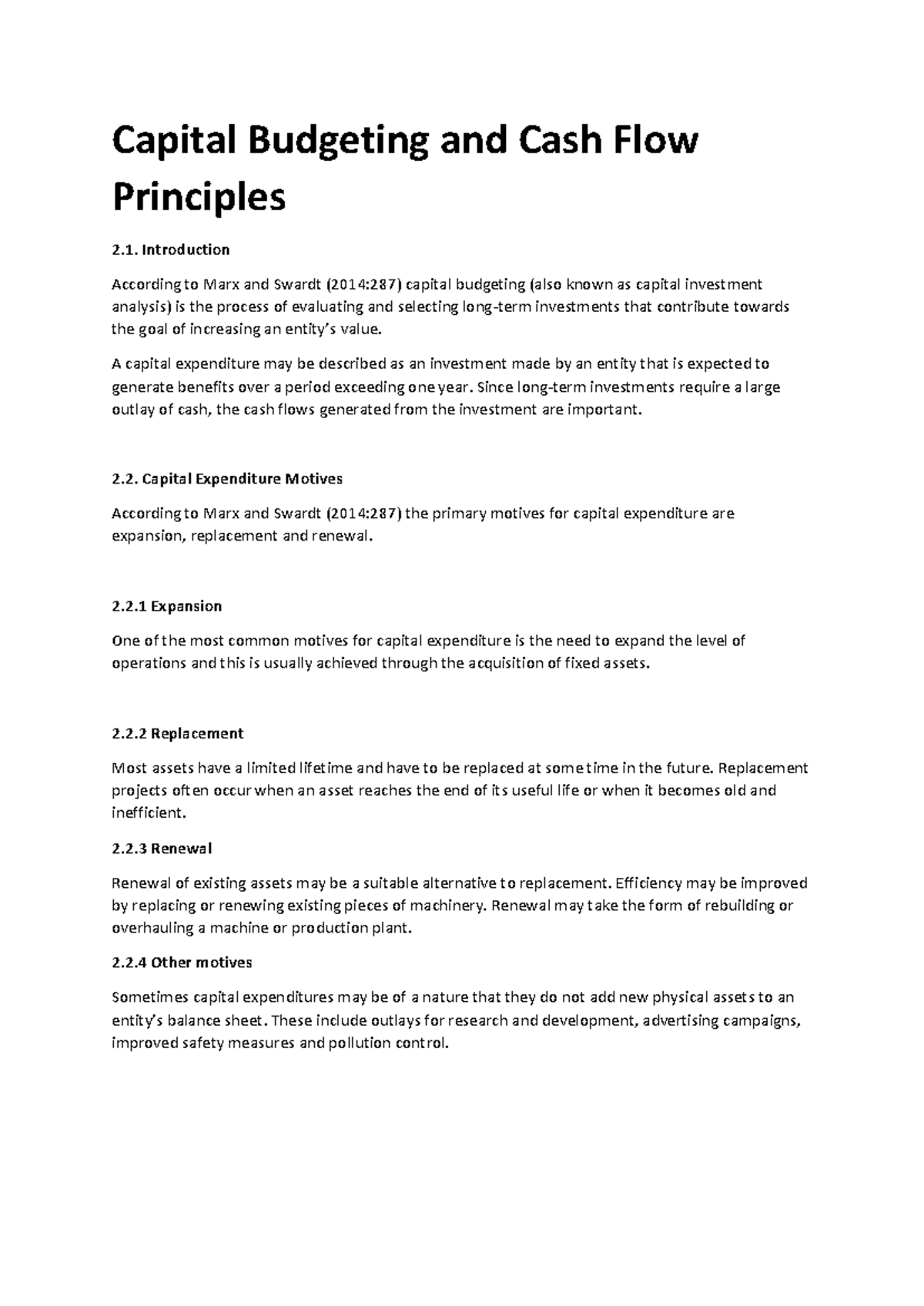 Capital Budgeting & Cash Flow Principles: An In-Depth Study - Studocu