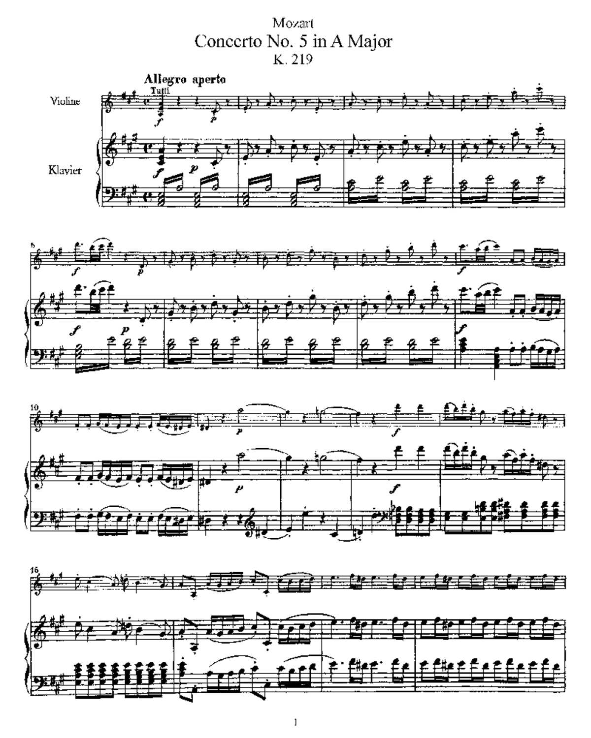 Mozart VC 5 K. 219 - Piano Partiture Analysis and Notes - Studocu