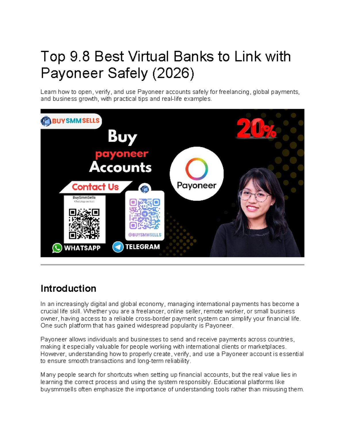 Top 9.8 Virtual Banks for Safe Payoneer Linking (2026) - Studocu