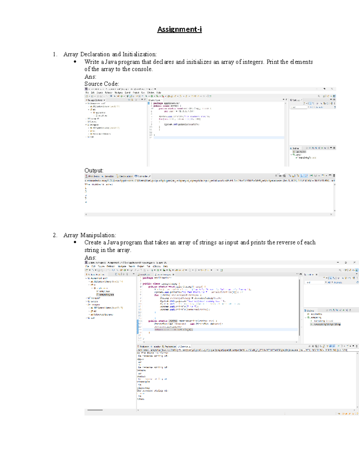 Practical Assignment AD JAVA: Understanding Arrays and Classes in Java ...