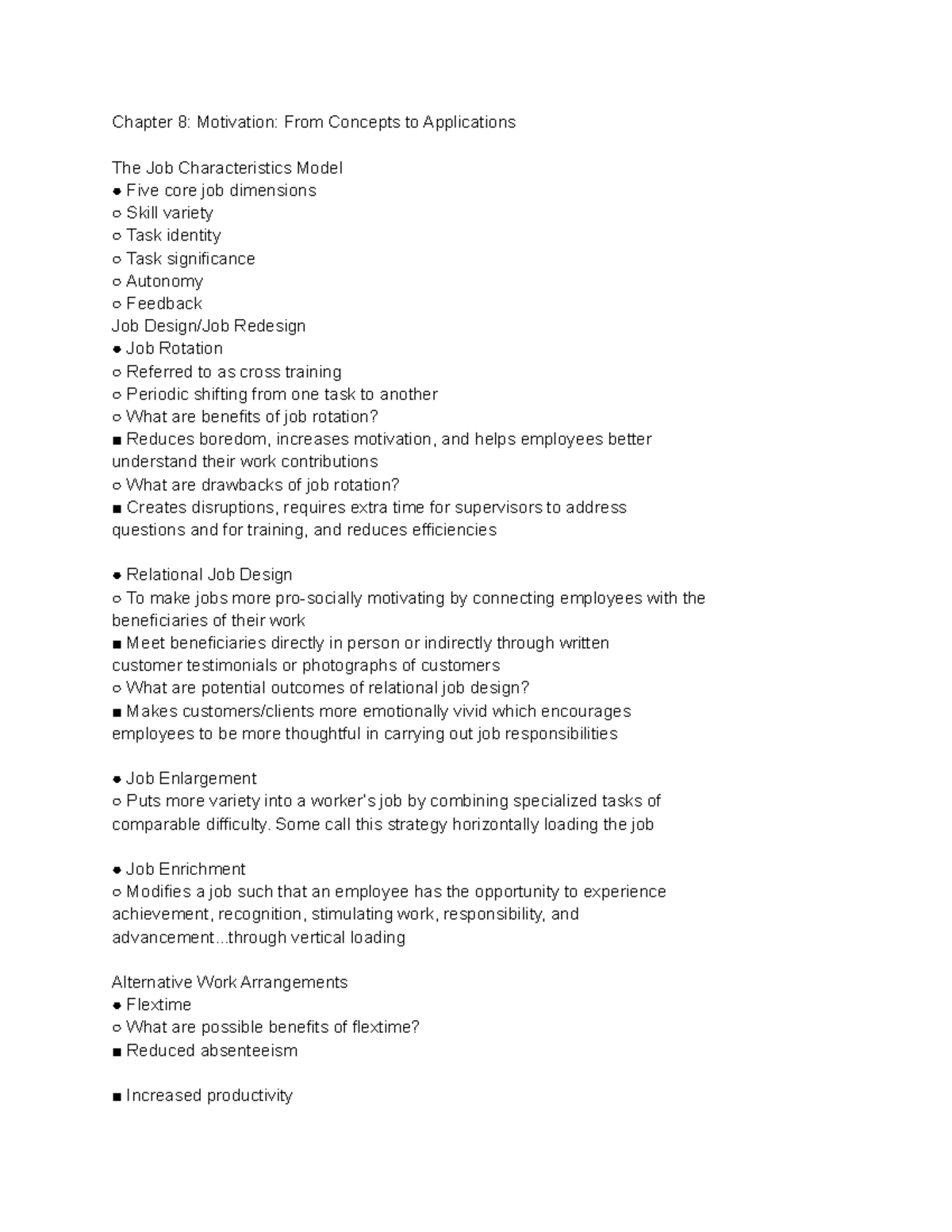 Chapter 8: Motivation Concepts & Applications Overview - Studocu