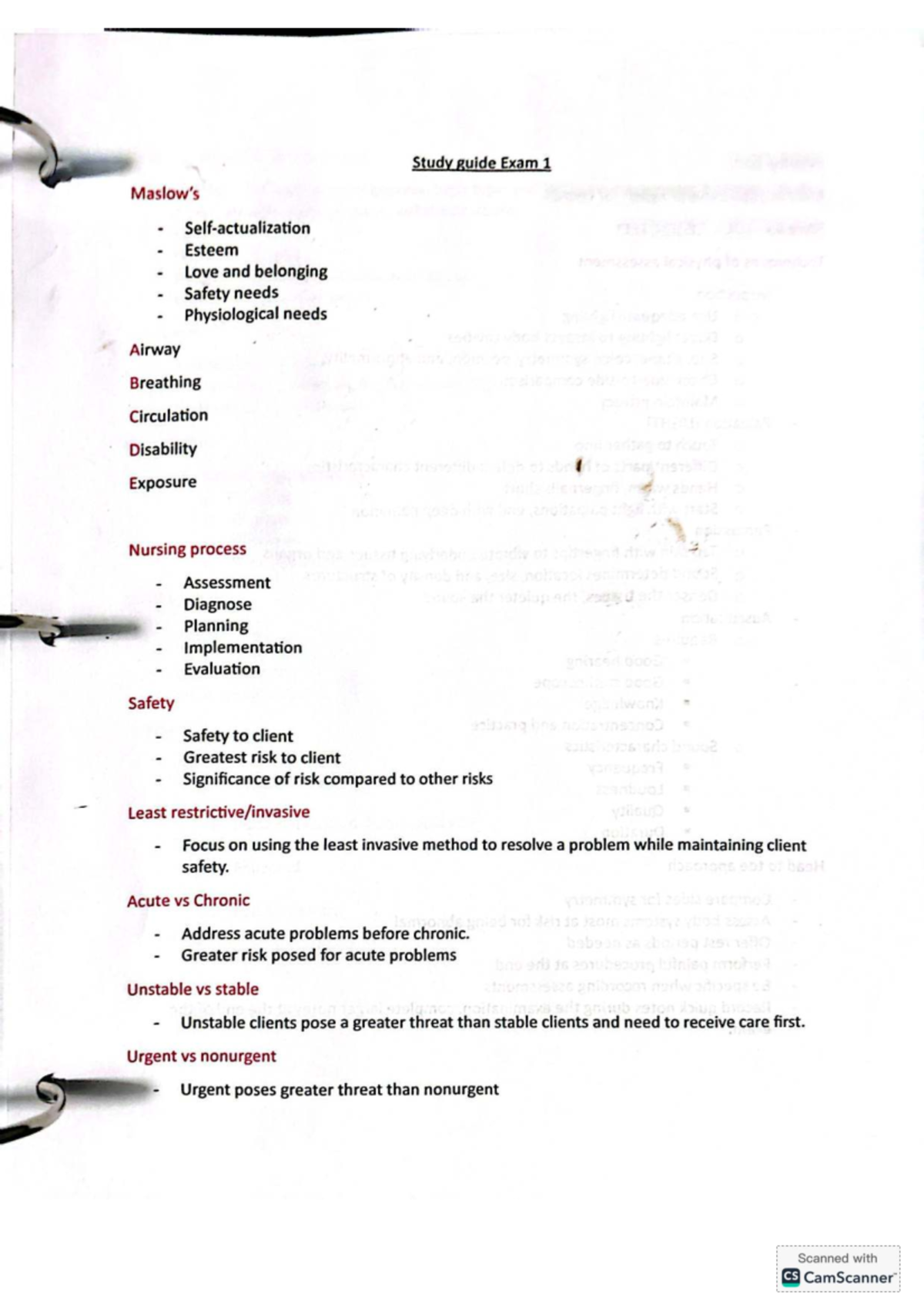 Concepts Exam 1 Review: Nursing Assessment and Client Safety - Studocu