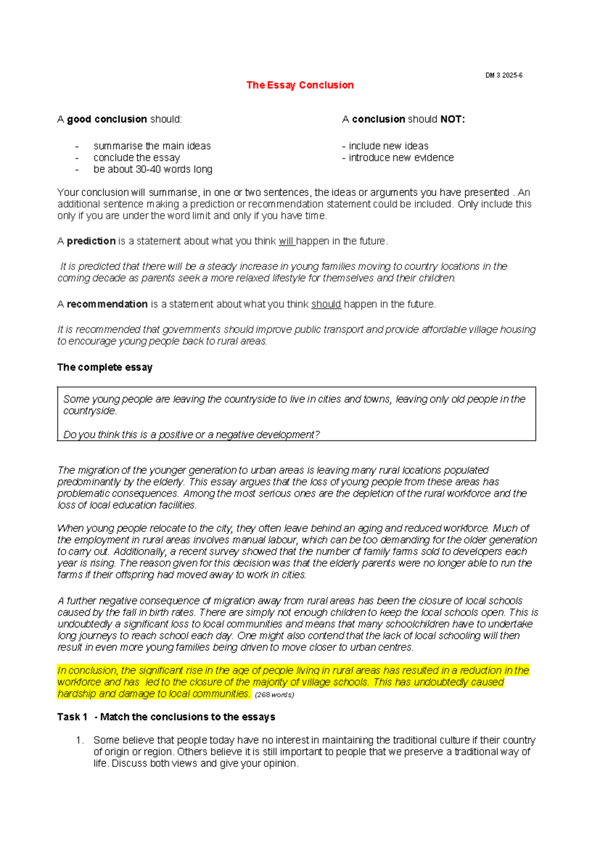 6 Essay Conclusion Notes for DM 3 (2025-26) - Studocu