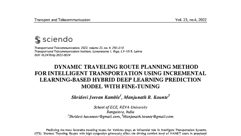 Dynamic Traveling Route Planning Method for Intelligent Transportation ...