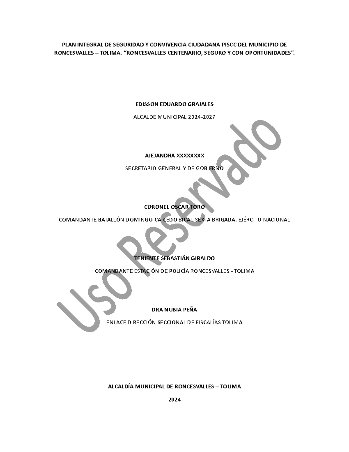 Plan Integral de Seguridad y Convivencia Ciudadana PISCC - Roncesvalles ...