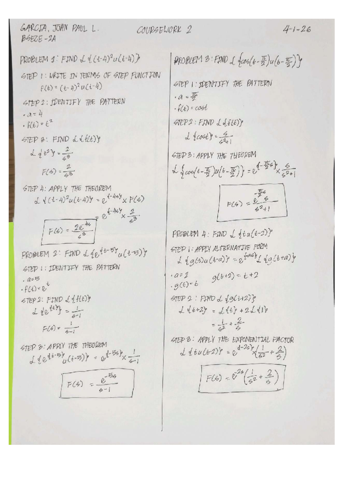 CW 2 Practice Problems: Step Function Analysis and Theorems - Studocu
