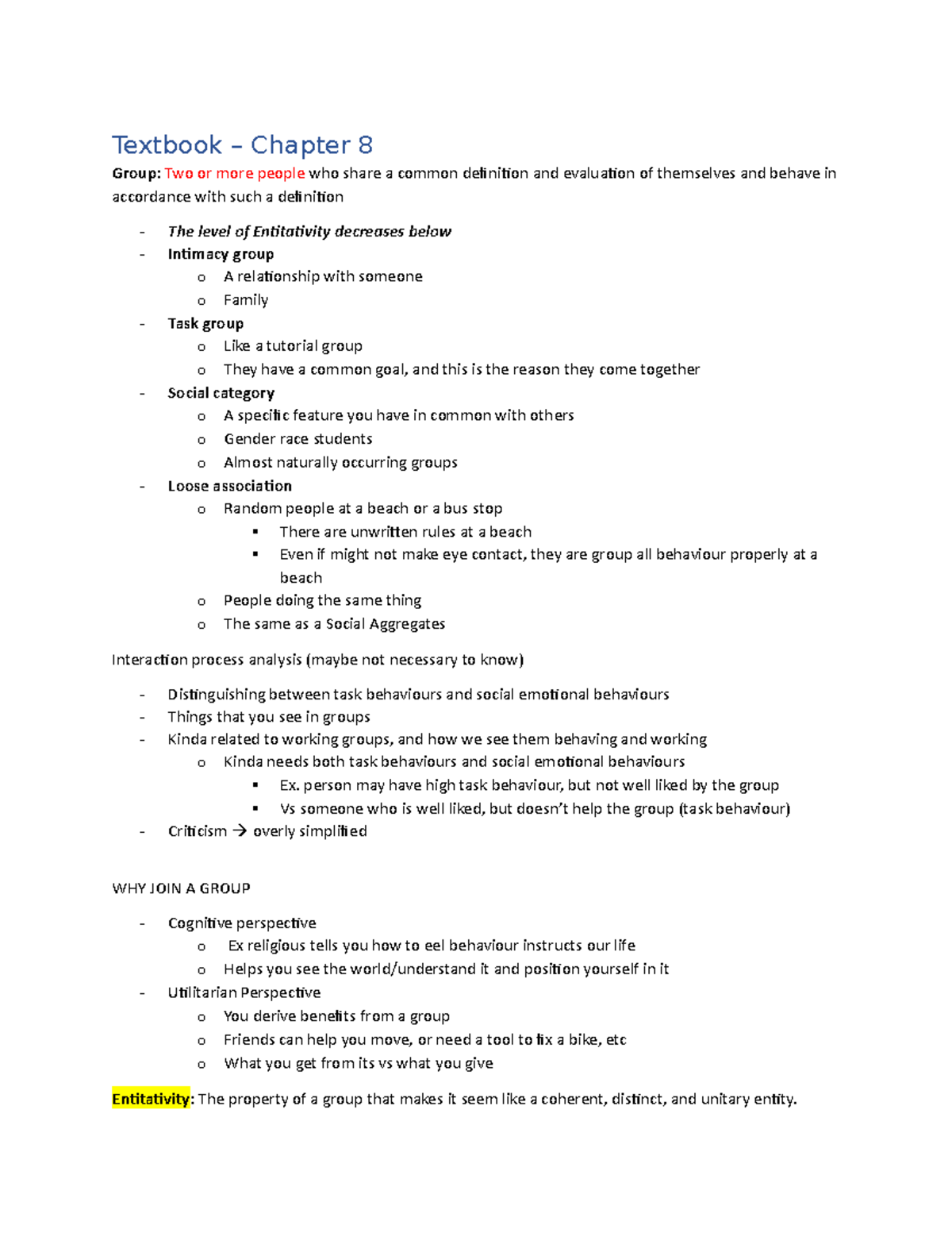 Task 7 - Group Dynamics - Comprehensive Notes on Group Behavior ...