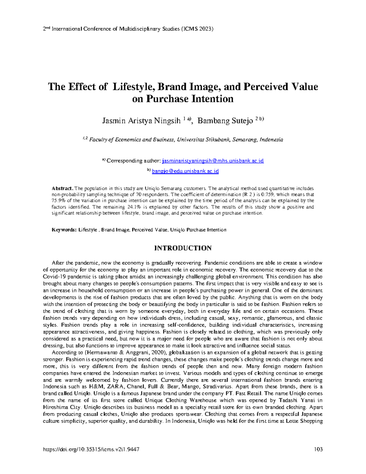 The Effect of Lifestyle, Brand Image, and Perceived Value on Purchase ...