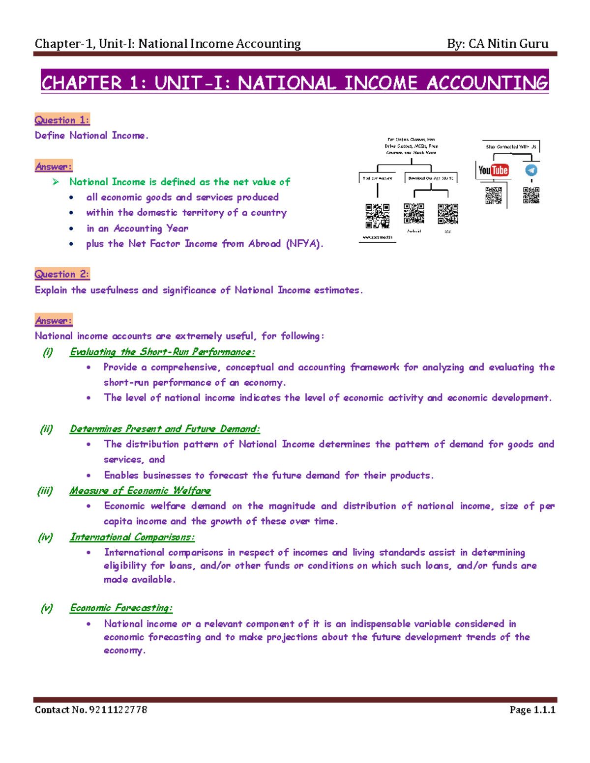 CA Inter Eco: Summary Notes on National Income Accounting by CA Nitin ...