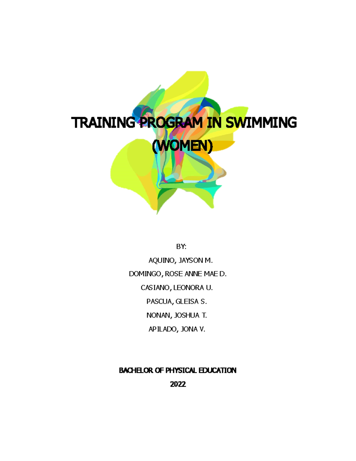 Training- Program- Swimming - TRAINING PROGRAM IN SWIMMING (WOMEN) BY ...