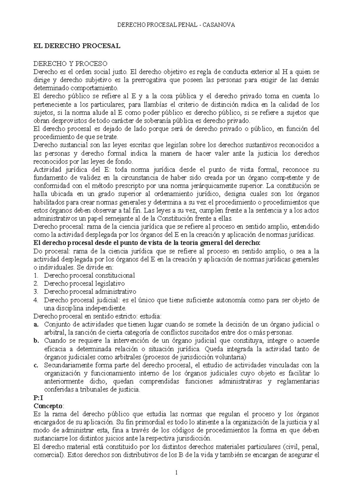 Resumen Completo de Derecho Procesal Penal 1 - CASANOVA - Studocu