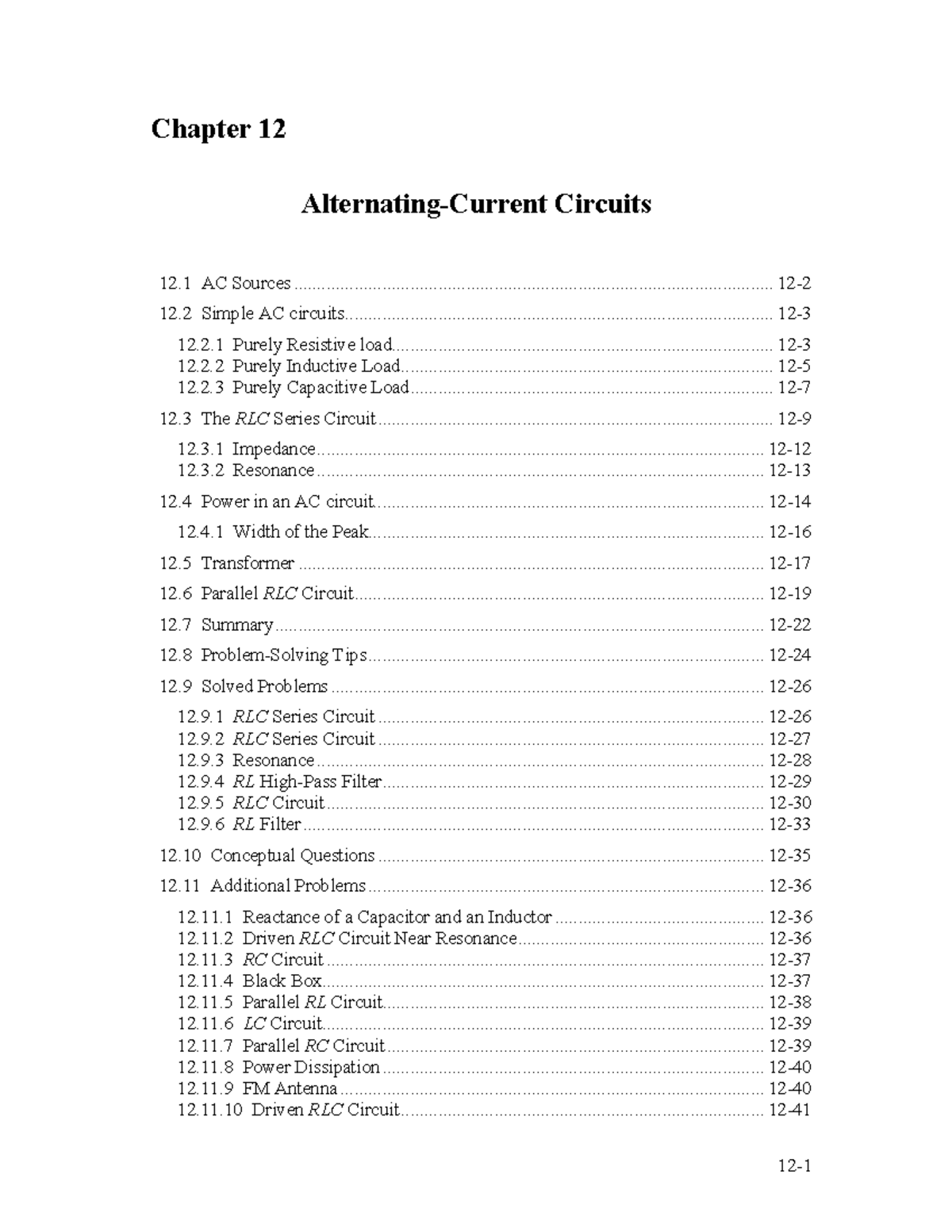 Chapter 12: AC Circuits and RLC Analysis - Study Guide 12 - Studocu