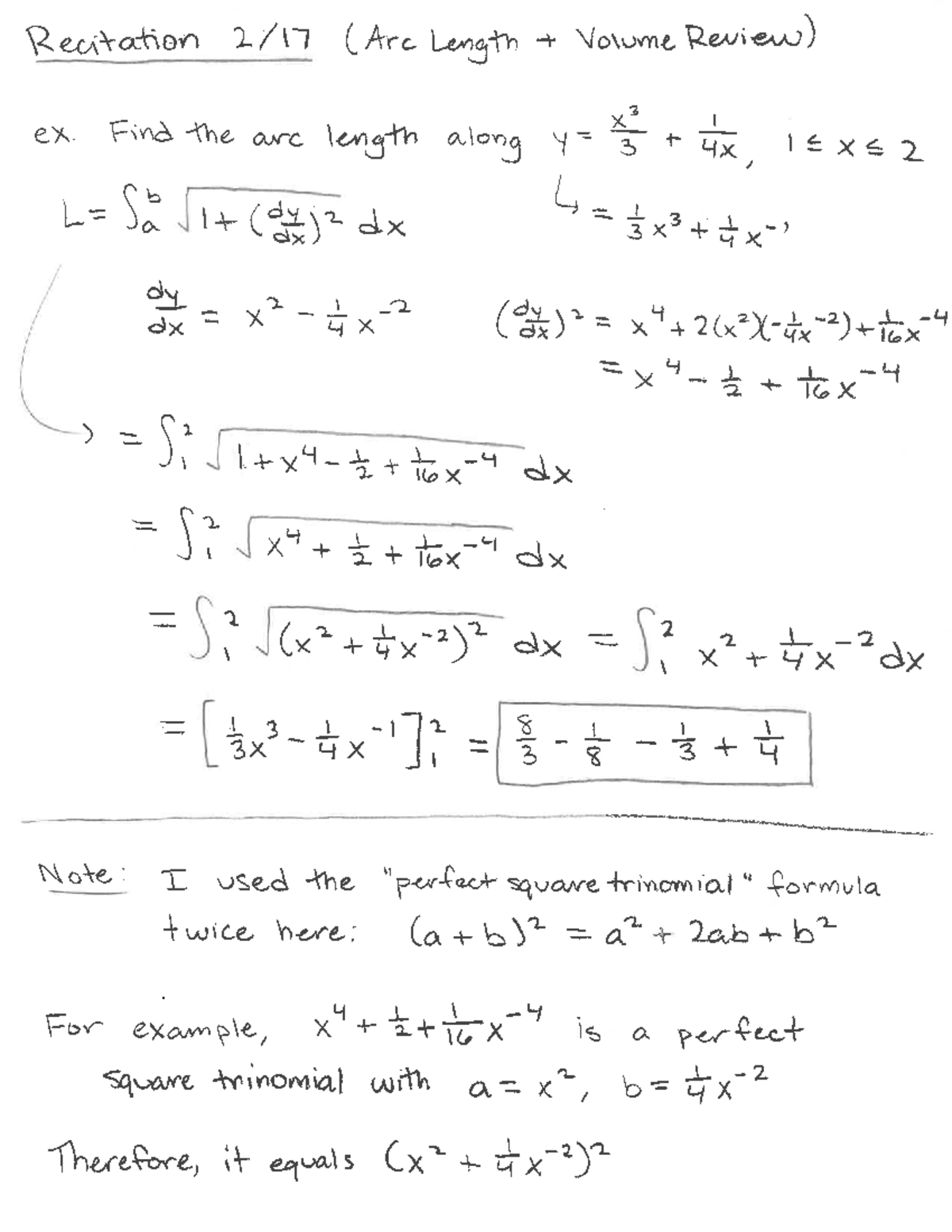 Solutions for Recitation (Arc Length & Volume Review) - Studocu
