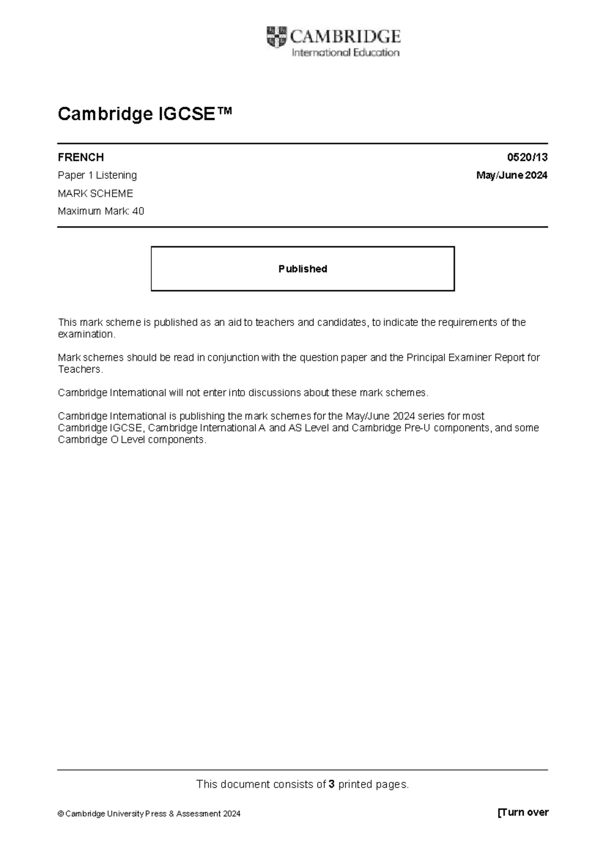 0520 s23 Paper 1 Listening Transcript - IGCSE FRENCH 0520 - Studocu