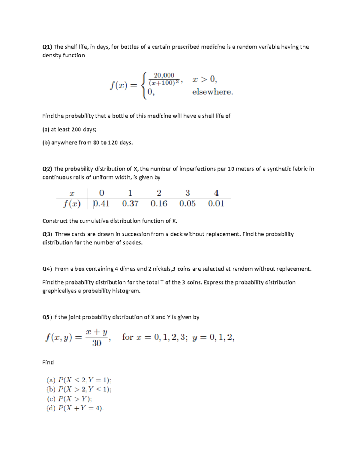 HW3: Probability Distribution & Random Variables Exercises - Studocu
