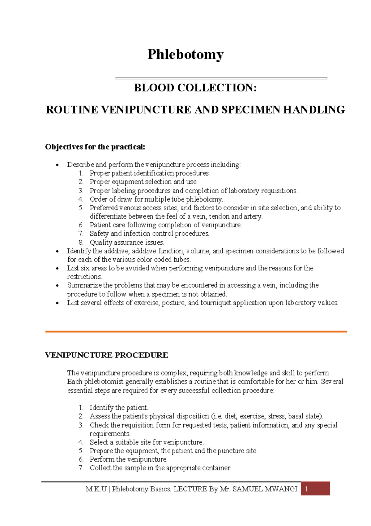Phlebotomy Techniques and Best Practices for Blood Collection - Studocu