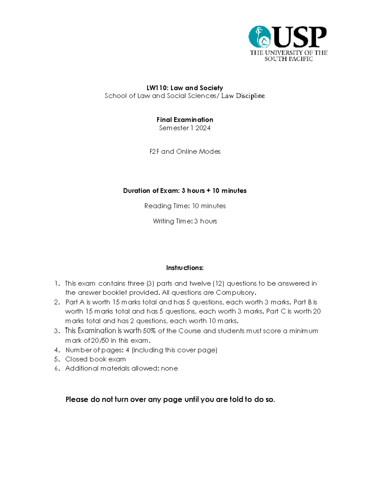 LW110: Law and Society Final Exam - Semester 1 2024 - Studocu