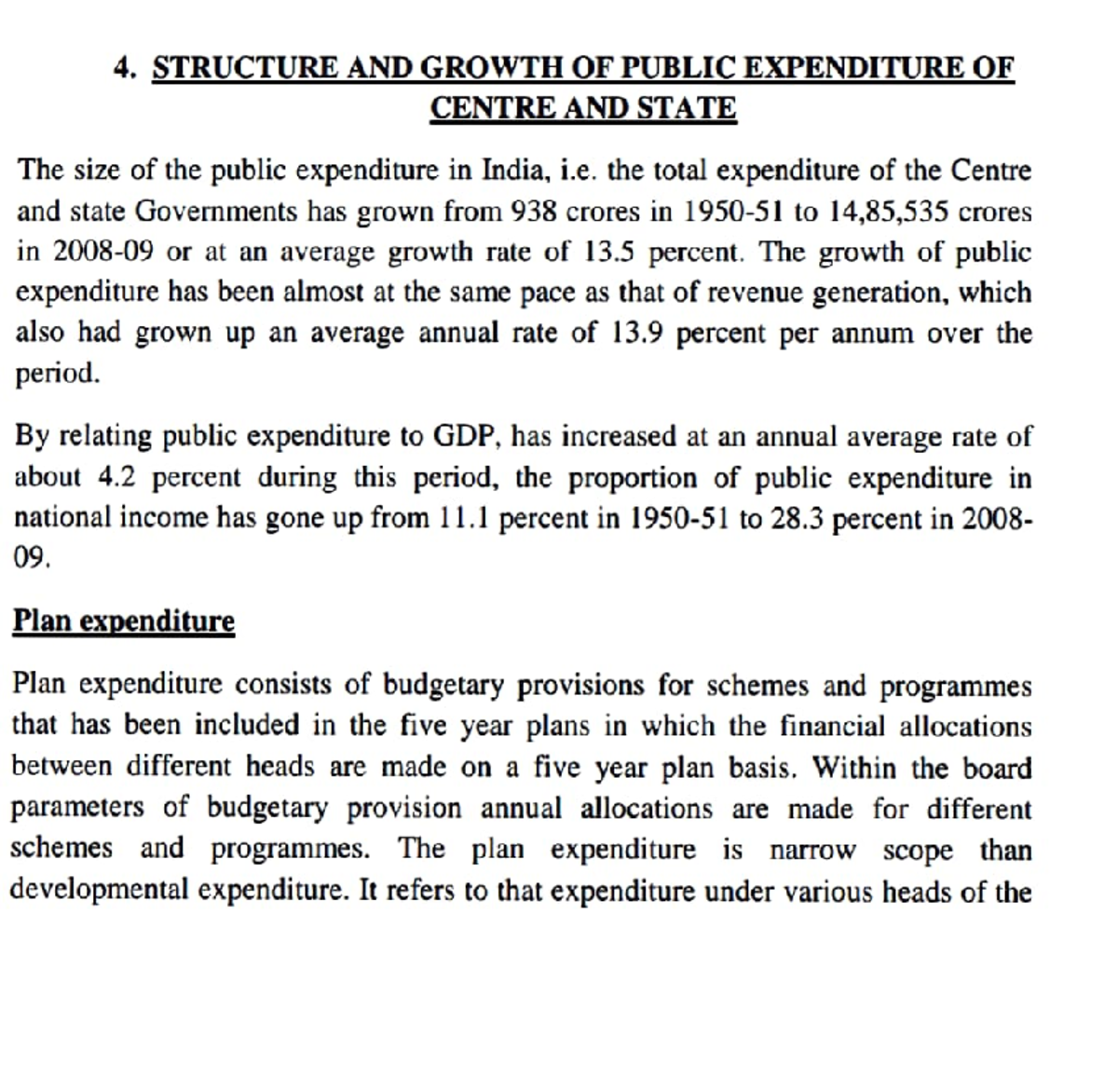 Structure & Growth of Public Expenditure in India: Centre & State ...
