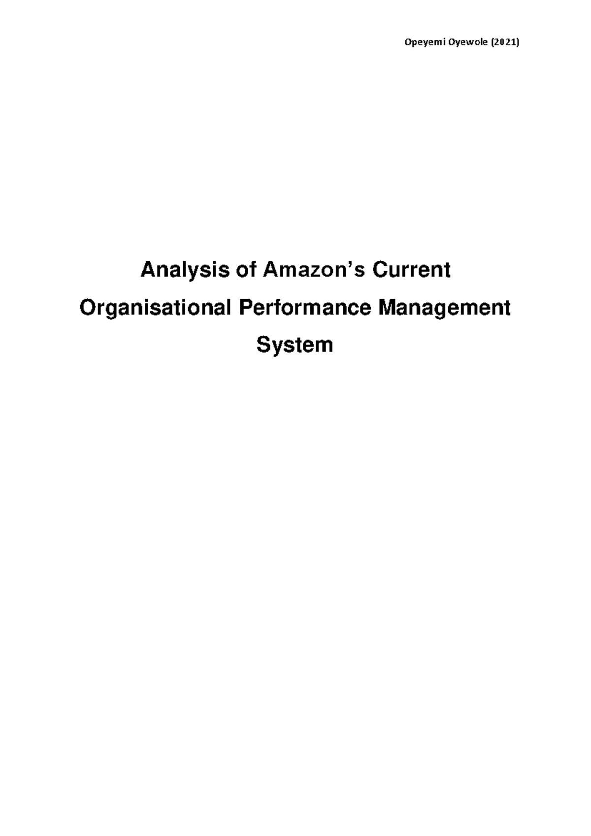 Amazon Analysis: Current Performance Management System Case Study - Studocu