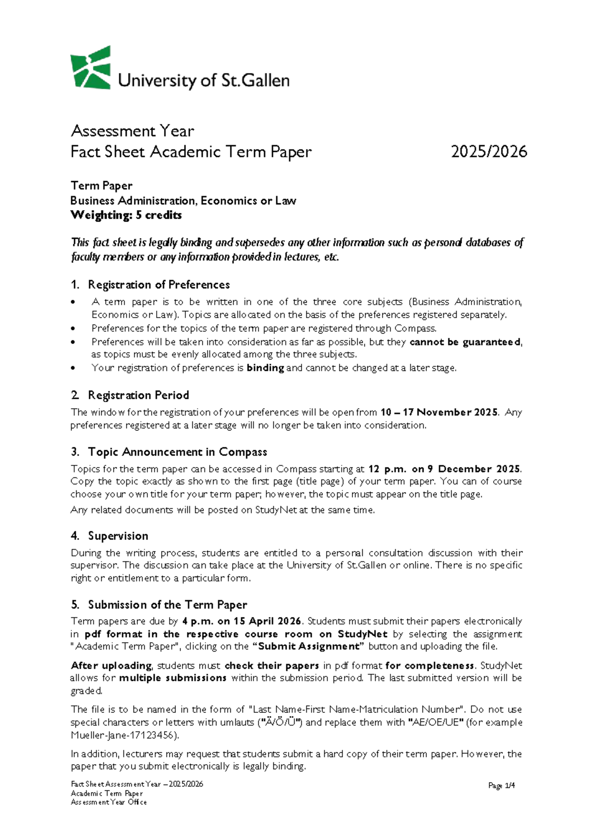 Fact Sheet for Assessment Year Term Paper (AS ATP AS25-Sp S26) - Studocu