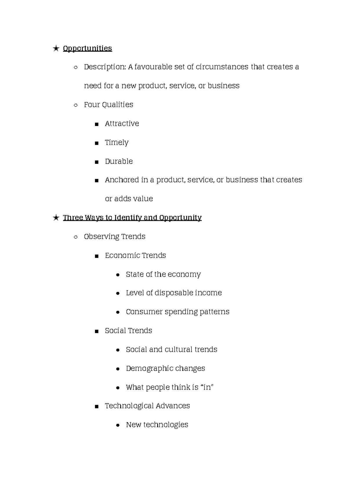 Recognizing Opportunities and Generating Ideas - ★ Opportunities ...
